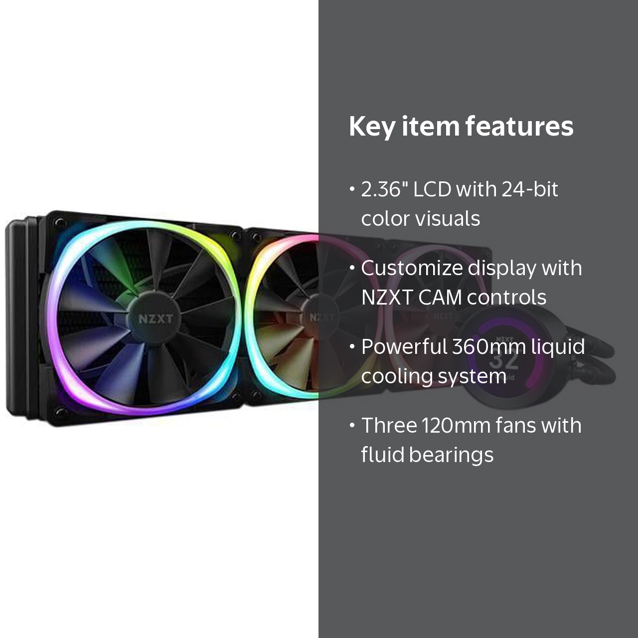 NZXT Kraken Z73 360mm Liquid Cooler with LCD Display - Black