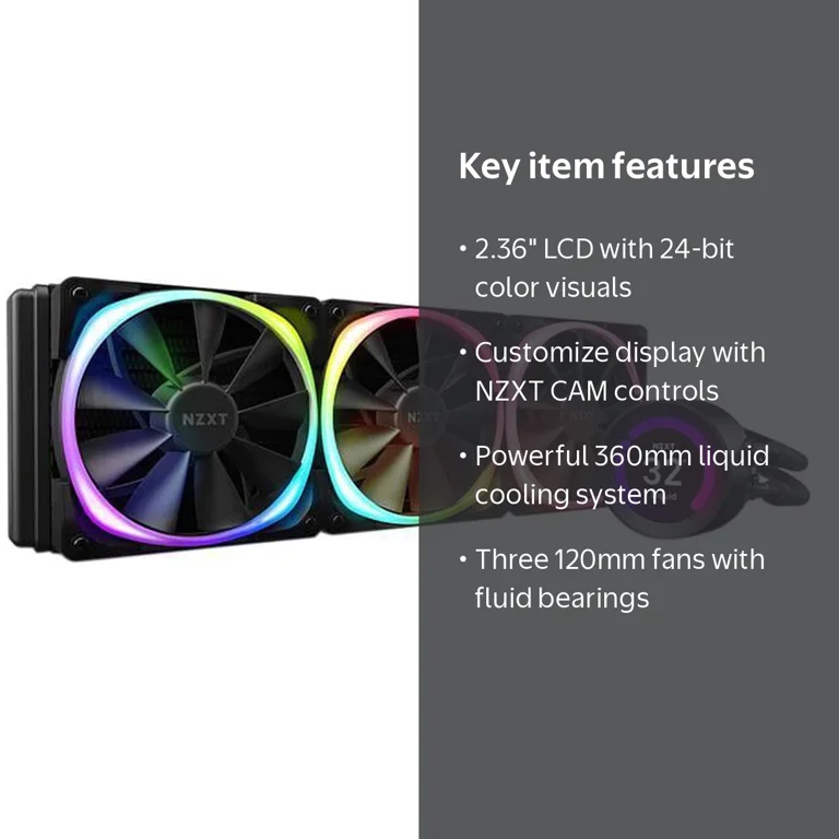 NZXT Kraken Z73 360mm Liquid Cooler with LCD Display - Black
