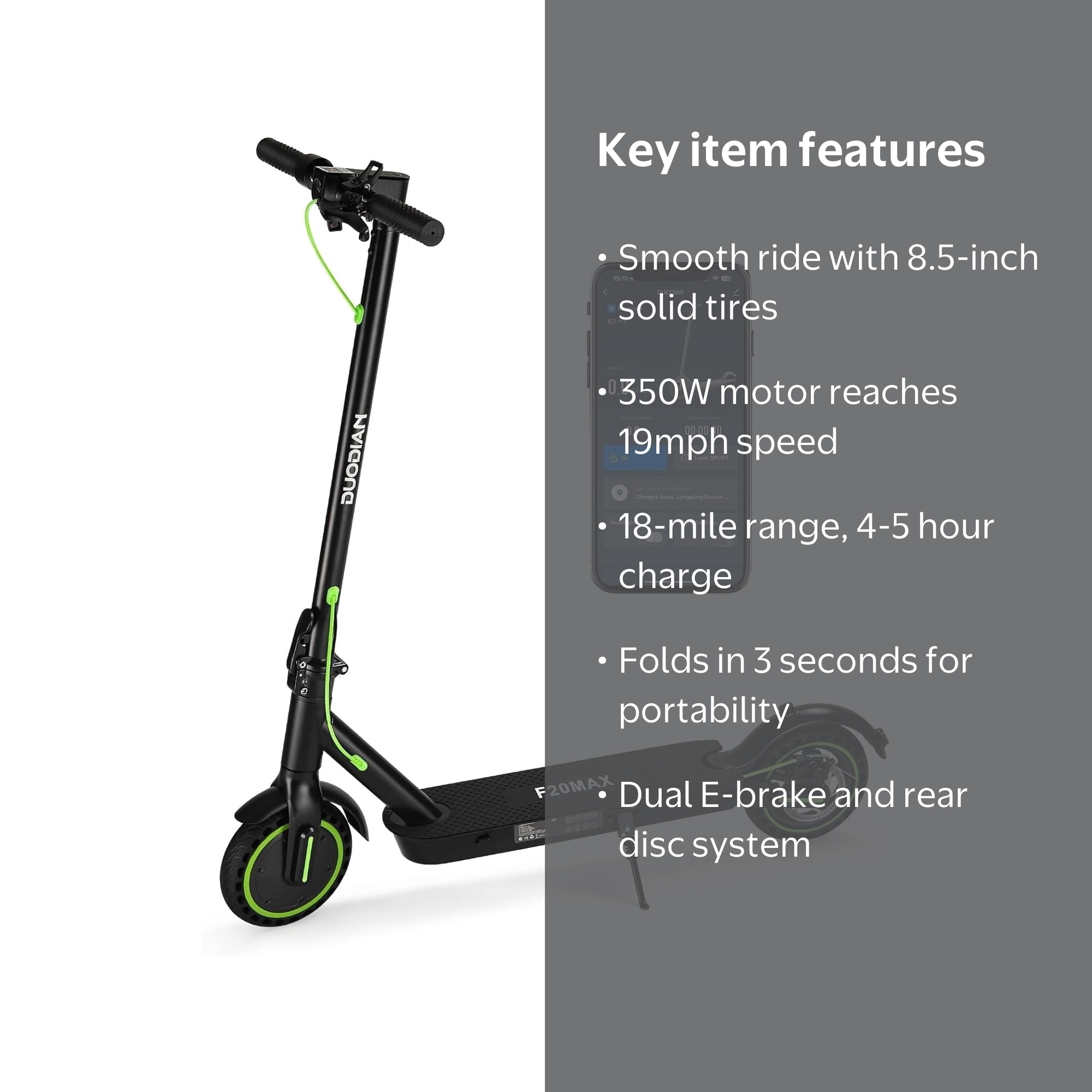 Electric Scooter Adults,Folding E Scooter with 350W Motor, 19mph