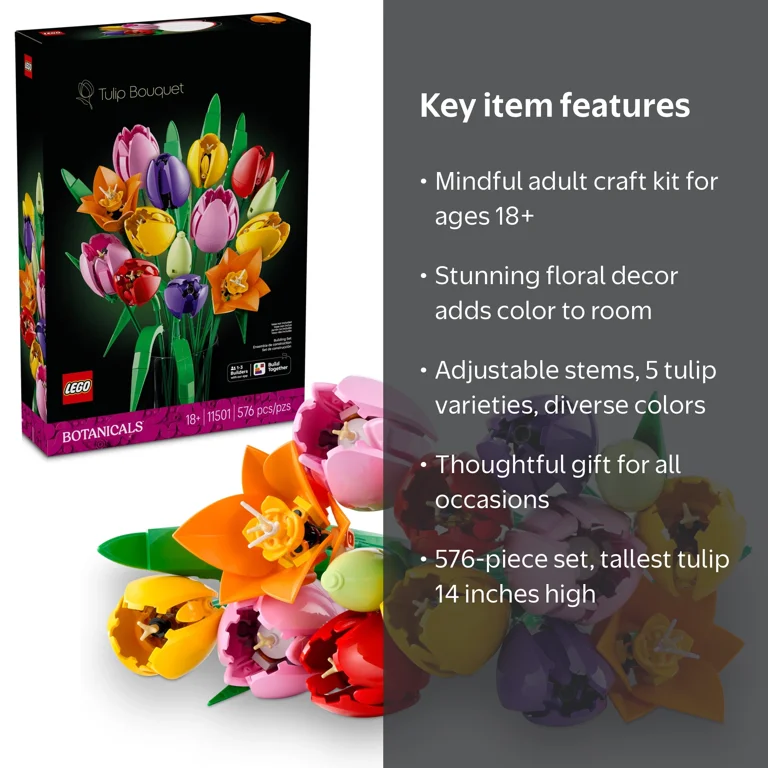LEGO Botanicals Tulip Bouquet Building Set for Adults - Gift for