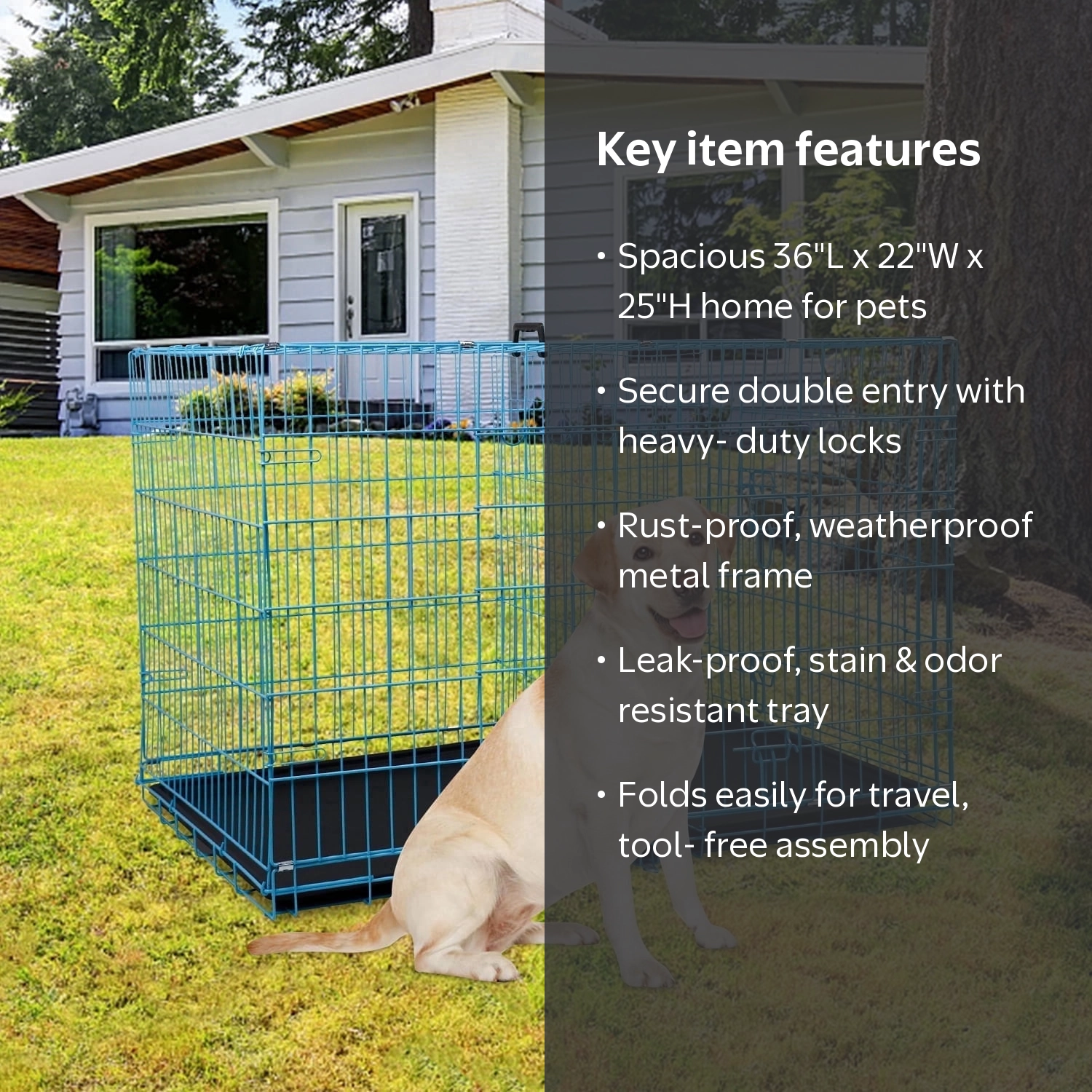 NiamVelo 36'' Medium Dog Crate Kennel, Extra Large, Folding Metal