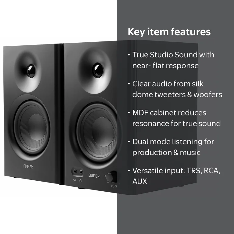 EDIFIER MR4 スタジオモニター ブラック Edifier, MR4 Powered Studio Monitor Speakers, 4-inch Black Pair