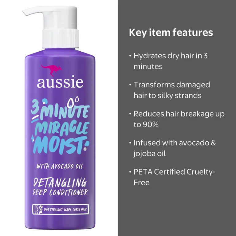 Aussie 3 Minute Miracle Deep Conditioner, Moist & Detangling