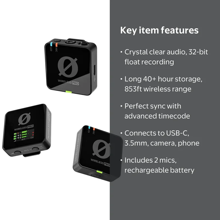 Rode Wireless PRO Clip-On Microphones with USB-C Female - Walmart.com