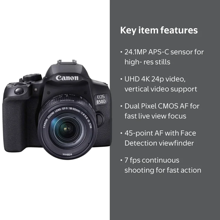 Canon EOS 850D DSLR with EF-S 18-55mm Lens Standard Kit - Walmart.com