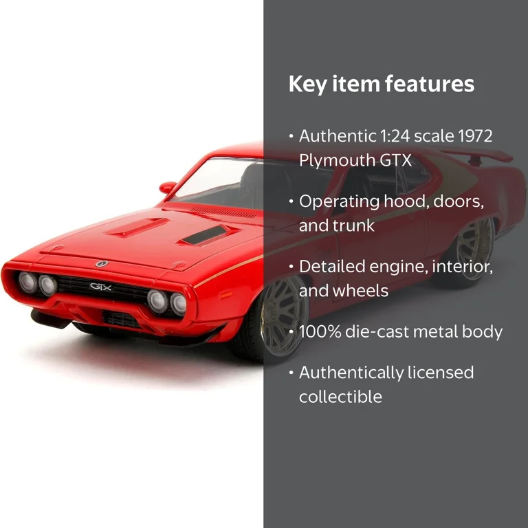 Jada Toys, Big Time Muscle Die-Cast Car, 1:24 1972 Plymouth GTX