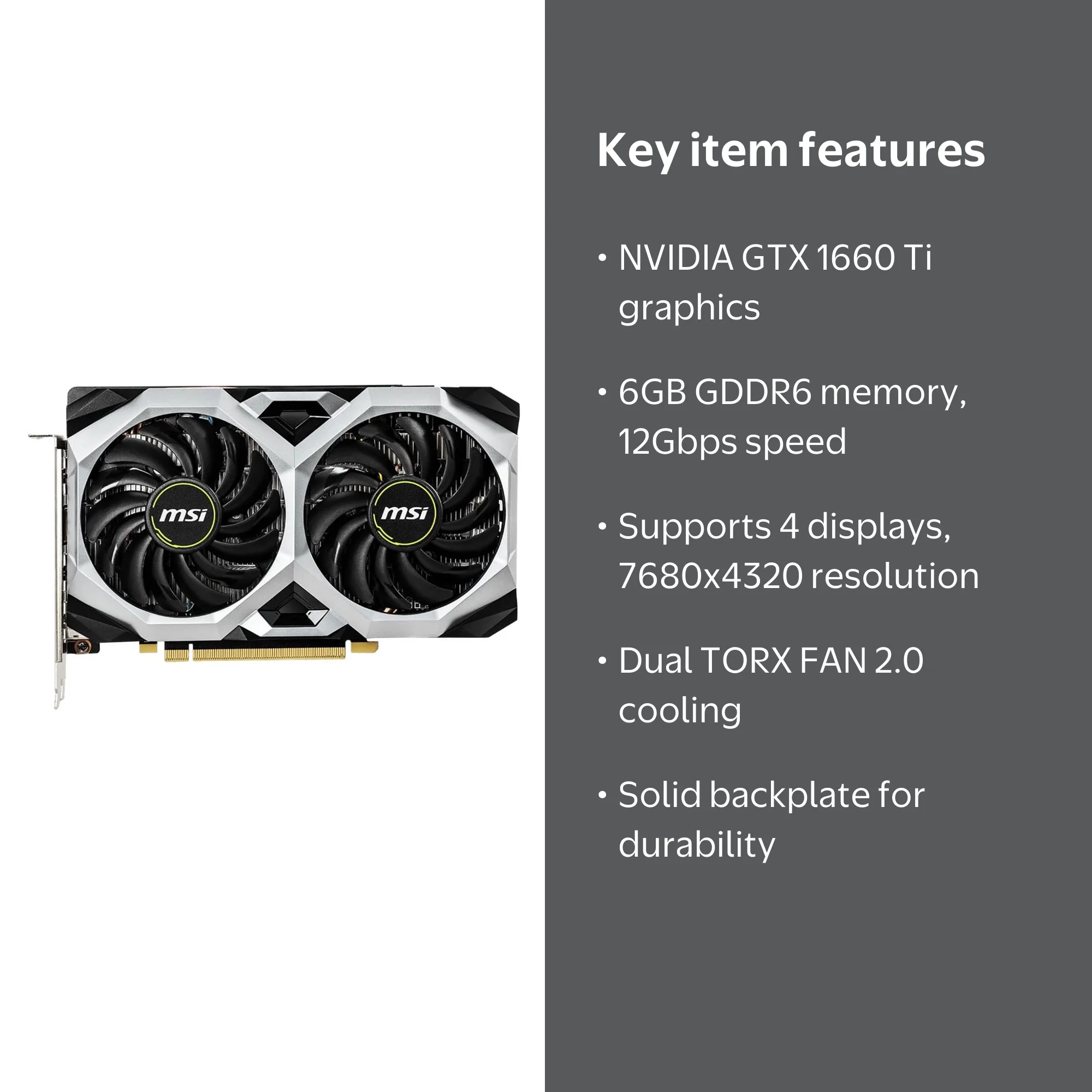 MSI GeForce GTX 1660 Ti Ventus XS 6G OC Graphics Card - Walmart.com