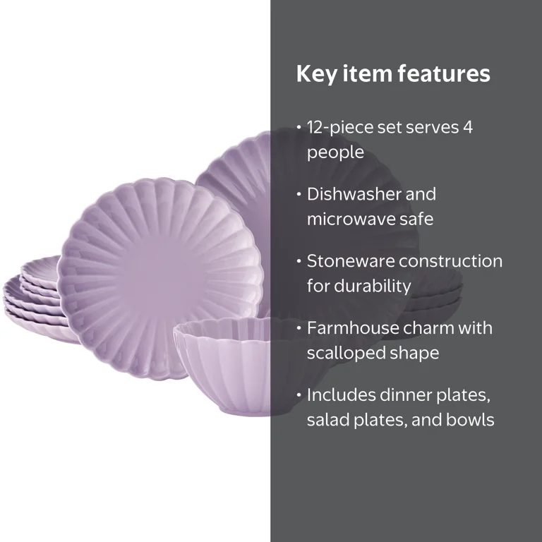 The Pioneer Woman Colette 12-Piece Stoneware Dinnerware Set