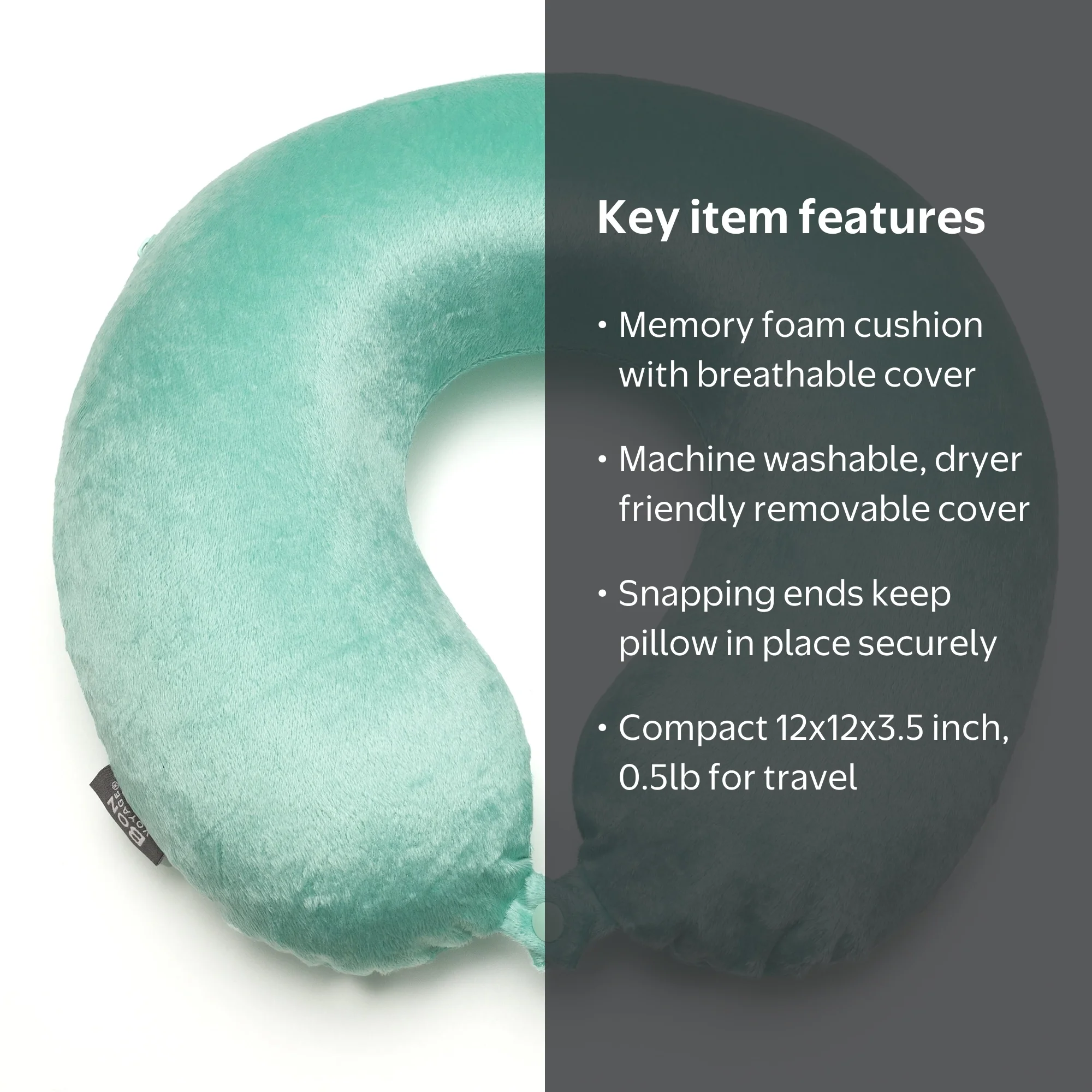 Bon Voyage® Classic Memory Foam Travel Neck Pillow, Mint - Walmart.com