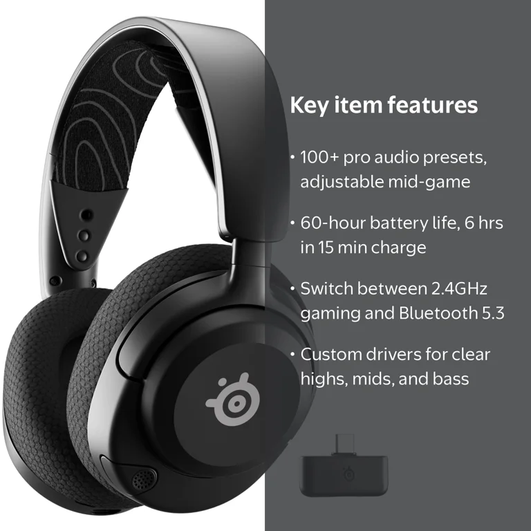 SteelSeries, Gaming Headset, Arctis Nova 5 Wireless, 60-Hour
