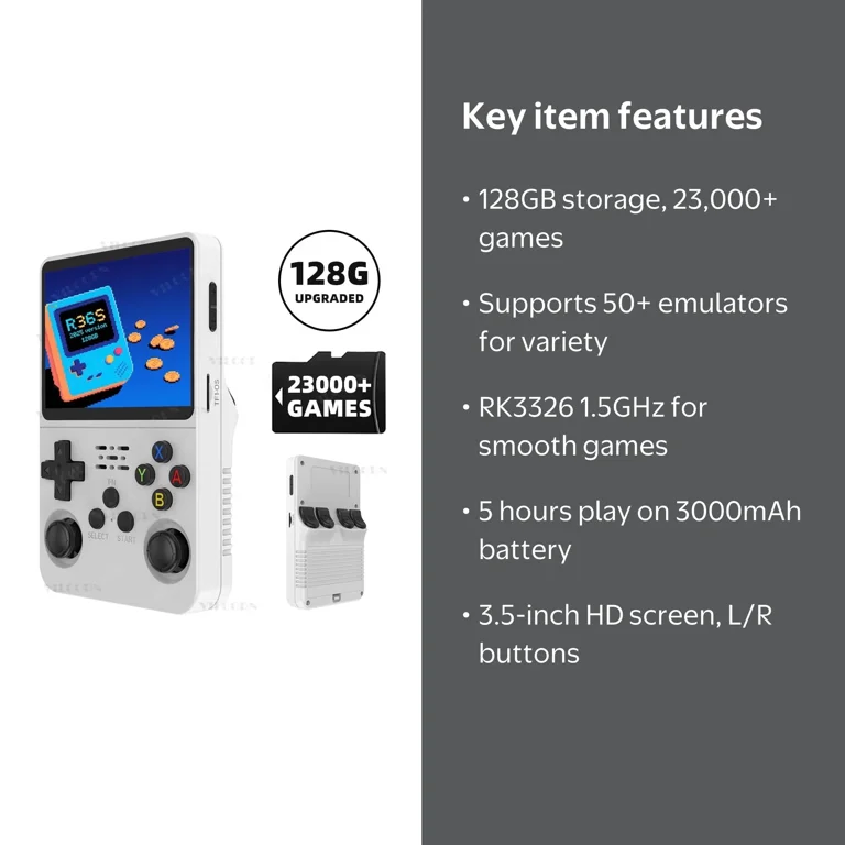 VILCORN R36S Handheld Game Console, 128G, 50+ Emulators, for