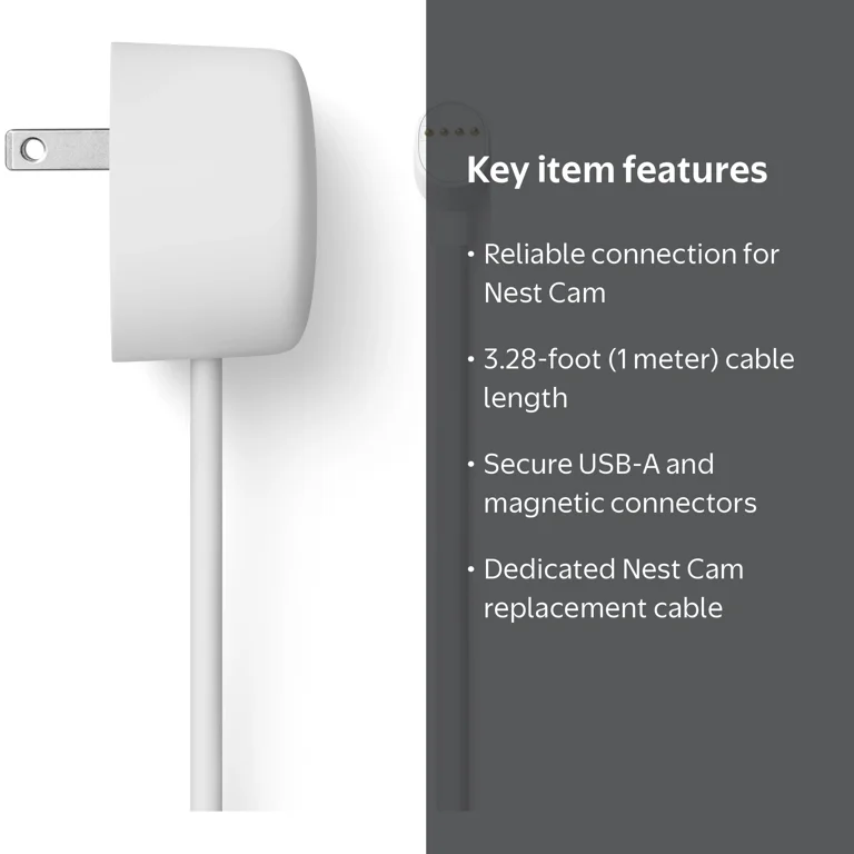 Google Nest Cam Accessory: 1 Meter Replacement Cable (Snow