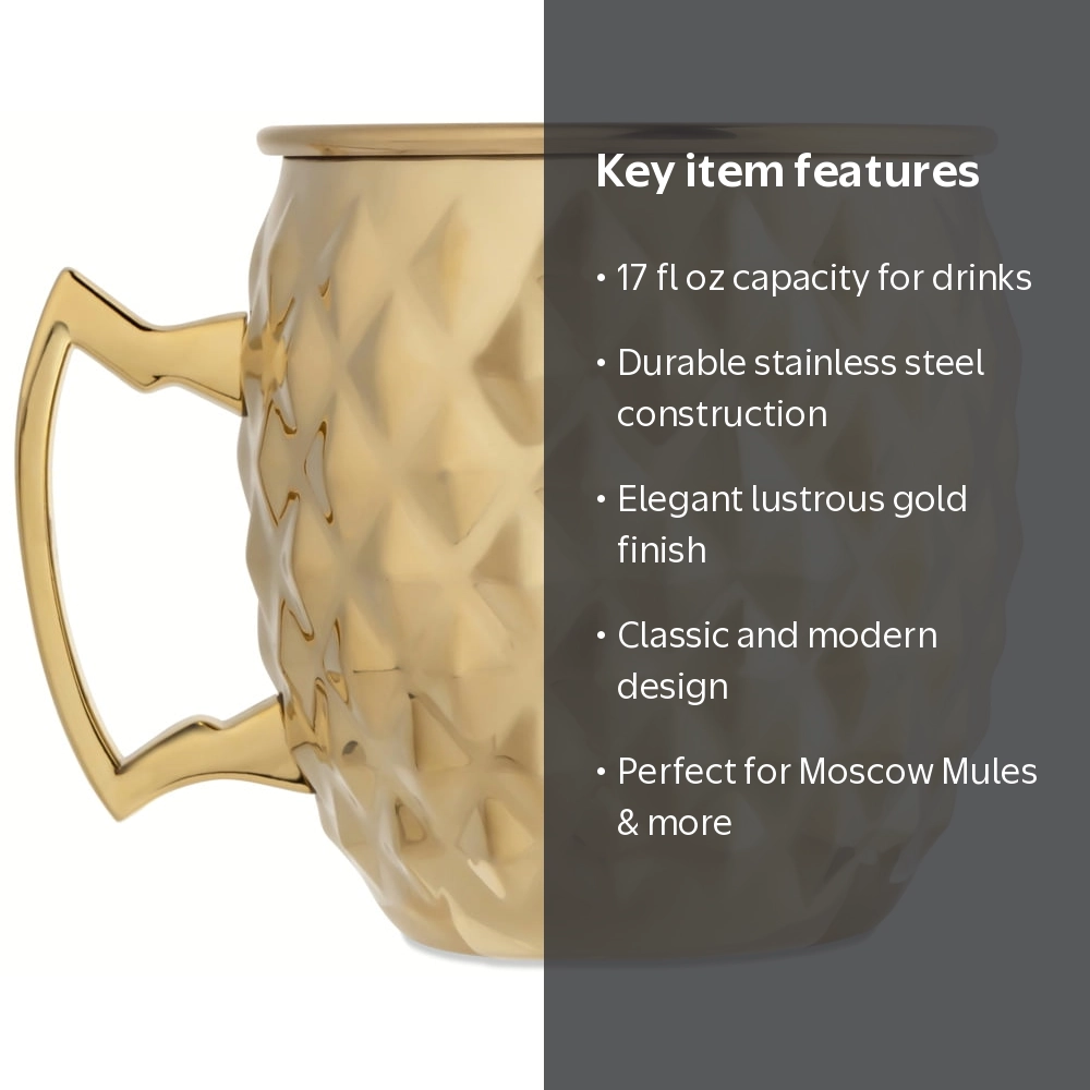 Thyme & Table Gold Stainless Steel 17oz Moscow Mule Mug, Durable