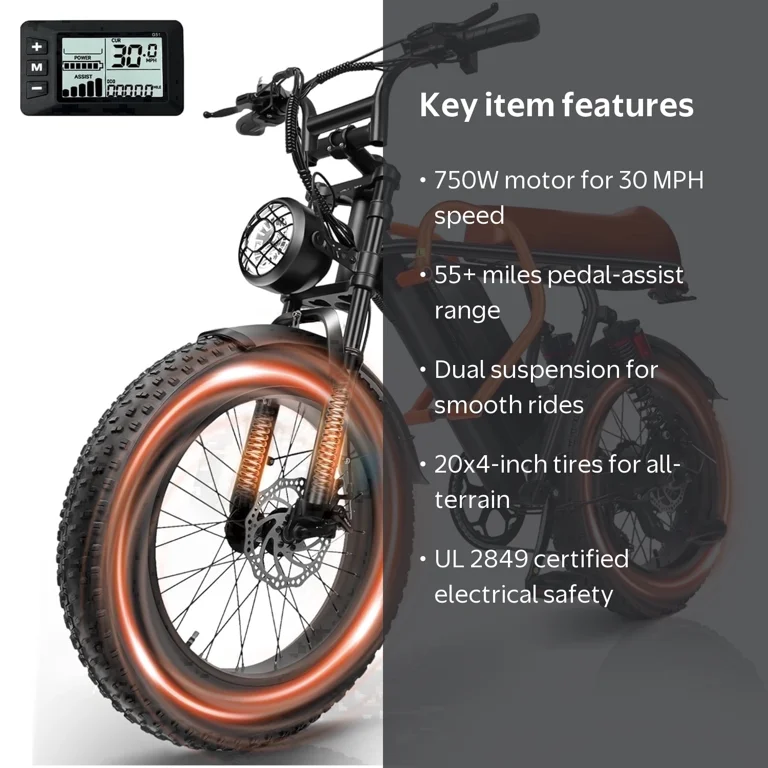 electric cruiser bicycle Step Thru Mini 20x4 - 52v Beach Bike Color:Black Axoflux Collections:Chasse:Chasse Cheer Bags E Bike 9-Speed Trigger Navigate through the bustling