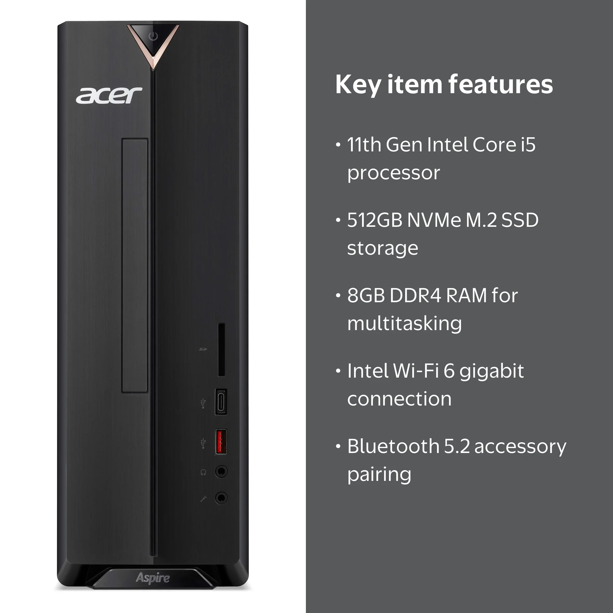 Acer Aspire Gaming Desktop, 11th Gen i5, 8GB DDR4, 512GB SSD