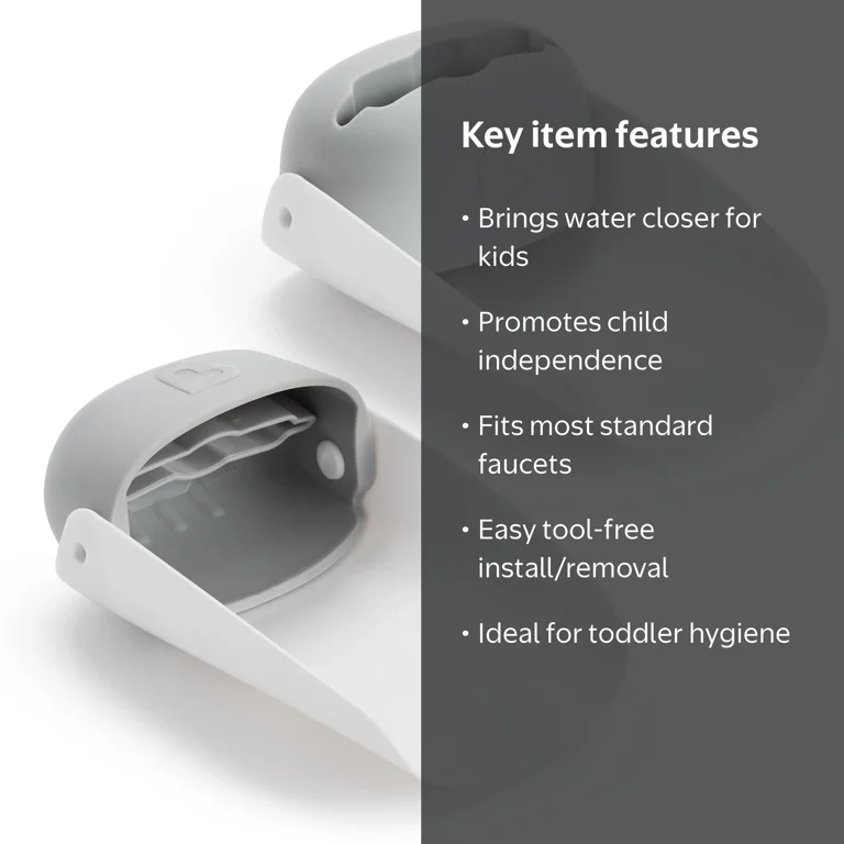 U-Shaped Faucet Extender – Sink Extender, Grey, Helps Kids & Adults Reach Faucet Easier, Tool-Free Install