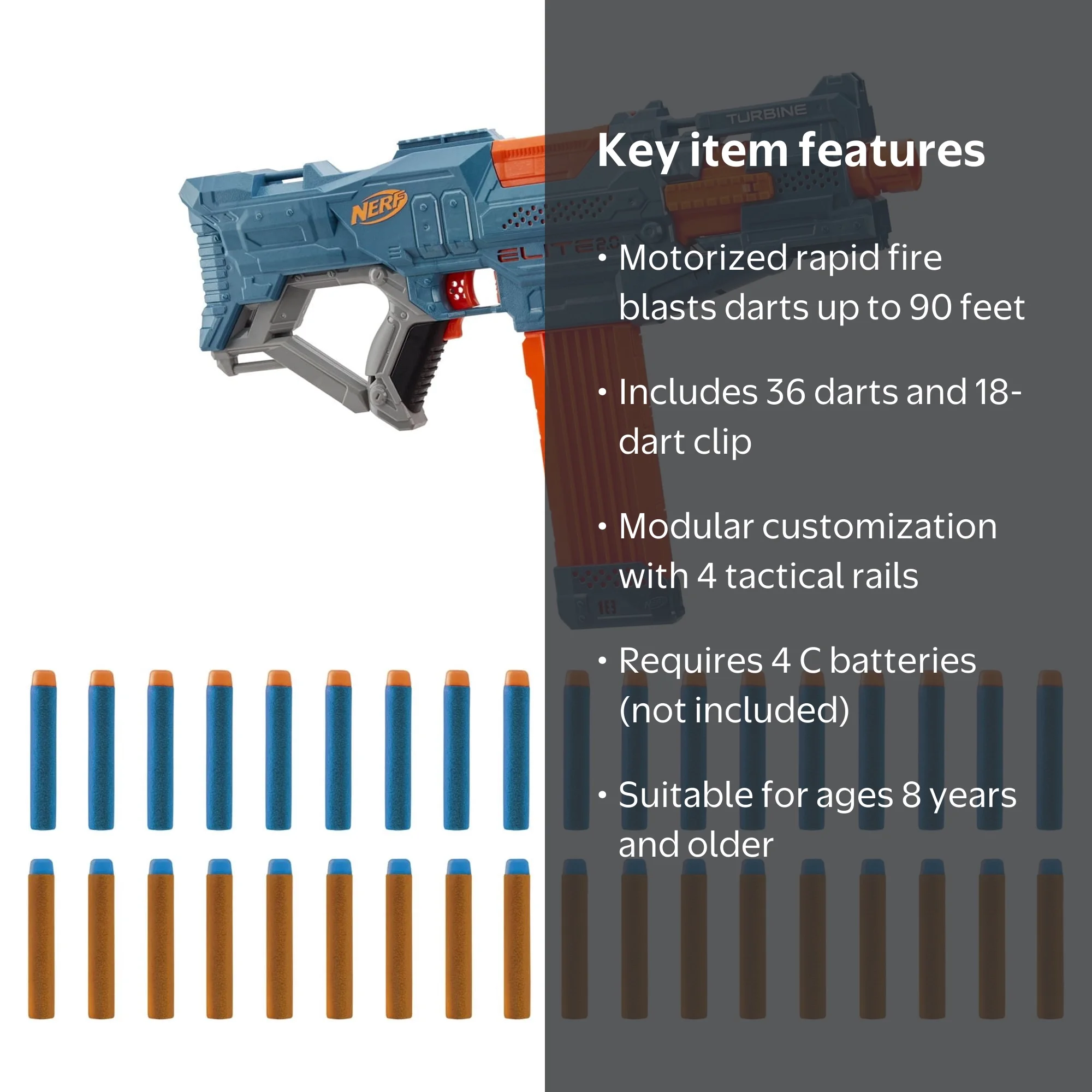 Nerf Elite 2.0 Turbine CS-18 Motorized Blaster, 36 Darts