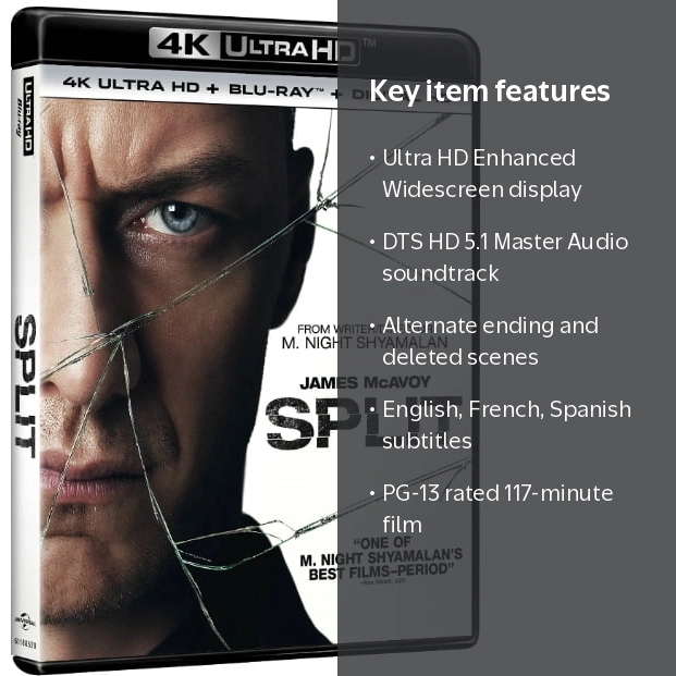 Universal Studios' Split (4K Ultra HD + Blu-ray), Horror Thriller