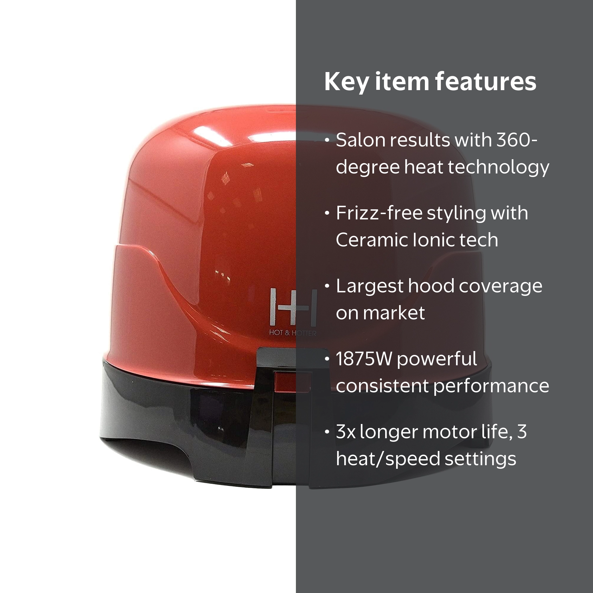Hot & Hotter Super Large Turbo Pro Hood Dryer, Ceramic Ionic, 360Â
