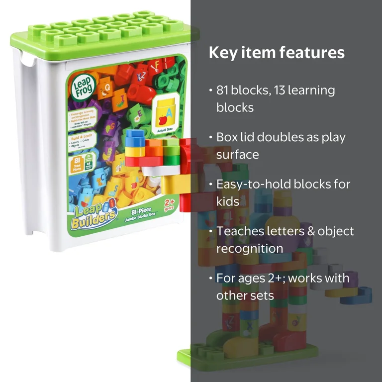 Free Shipping! LeapFrog LeapBuilders 81-Piece Jumbo Box, Learning