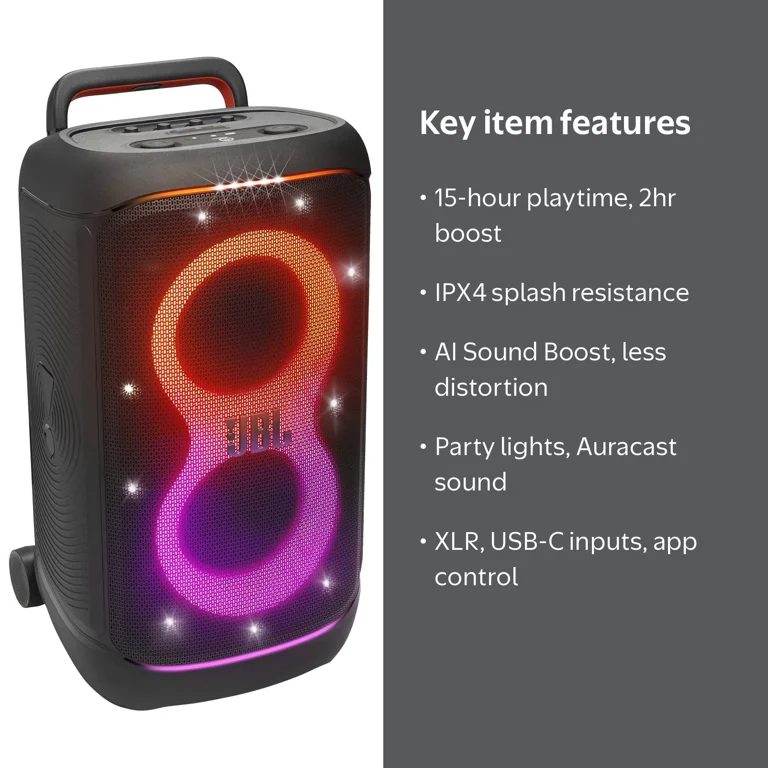 JBL, PartyBox 520, Portable battery-powered party speaker, Black