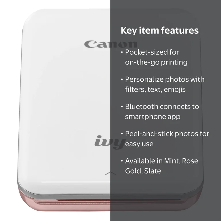 Canon IVY Mini Photo Printer - Portable, Compact, Bluetooth, Cell