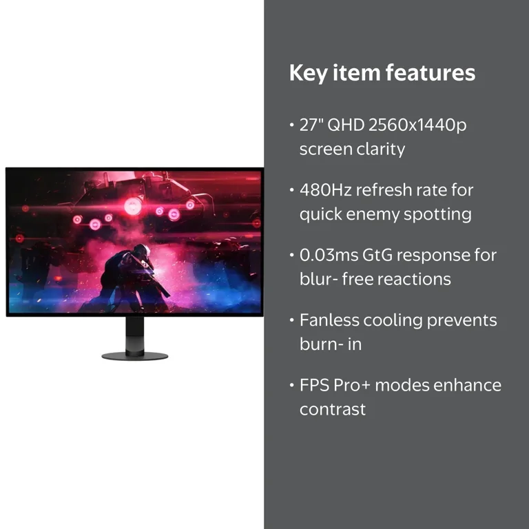 Sony, 27 Inch INZONE M10S OLED Gaming Monitor, QHD 1440p HDR 480Hz