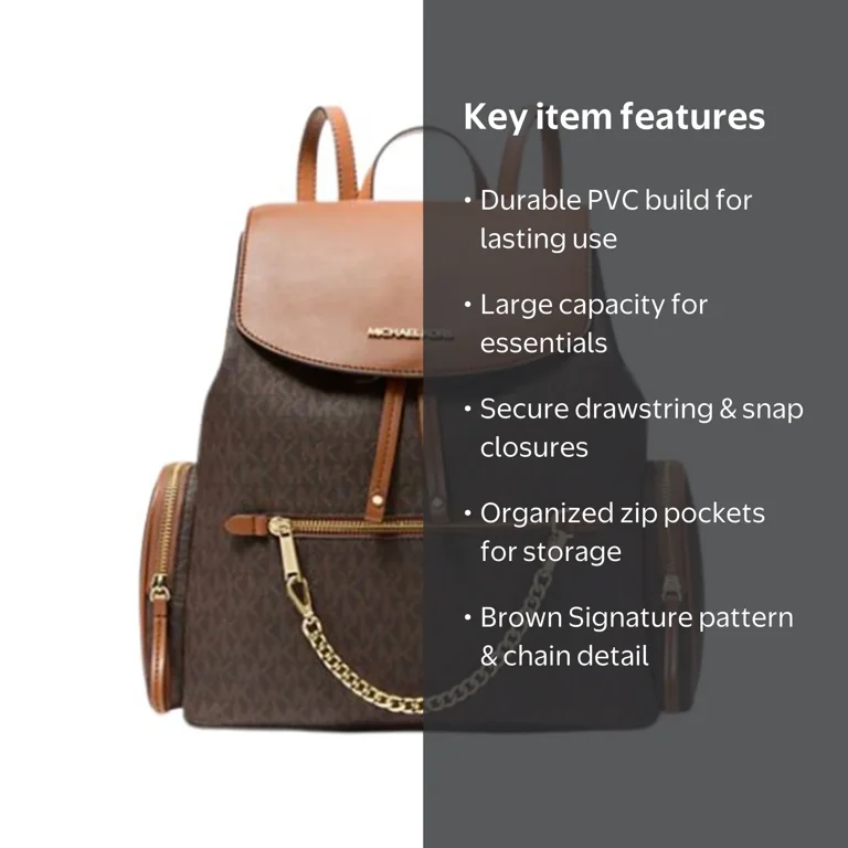 Michael Kors Jet Set Item Large Signature Pvc Chain Backpack Flap