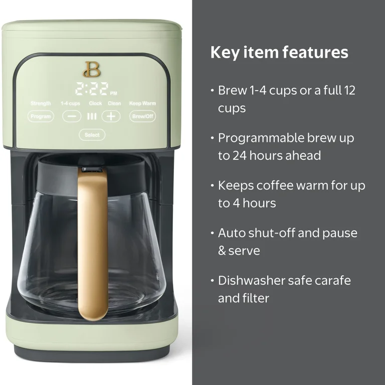 Beautiful 12 Cup Programmable Coffee Maker, Sage Green by Drew