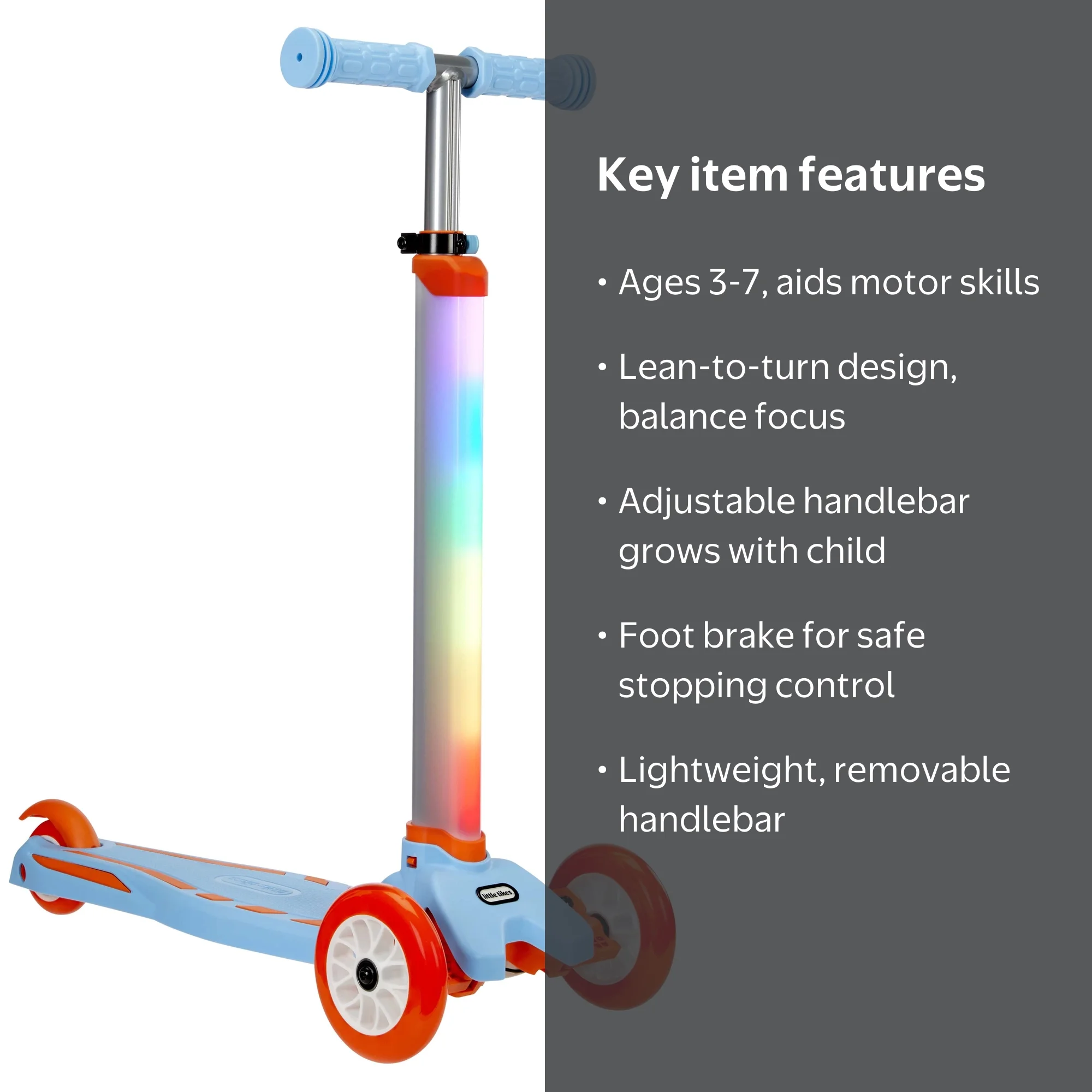Little Tikes Glow Stick 3 Wheel Kick Scooter with Light Patterns