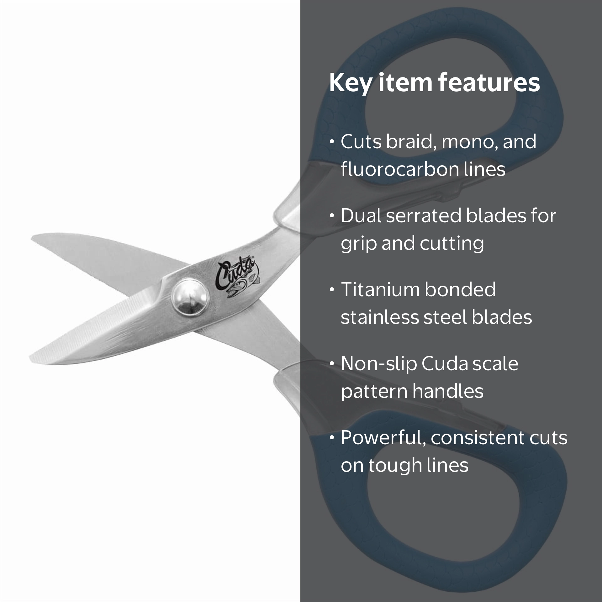 Cuda 5.5 Inch Fishing Scissors with Non-Slip Handles and Titanium
