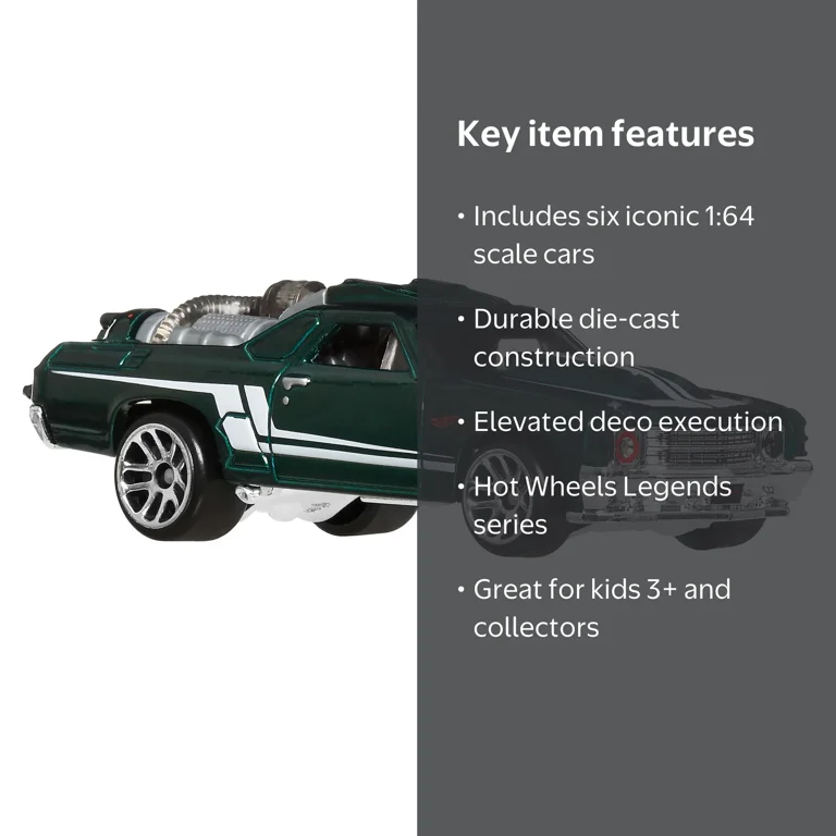 Hot Wheels 1:64 Scale Die-Cast Toy Cars & Trucks, Set of 6 HW