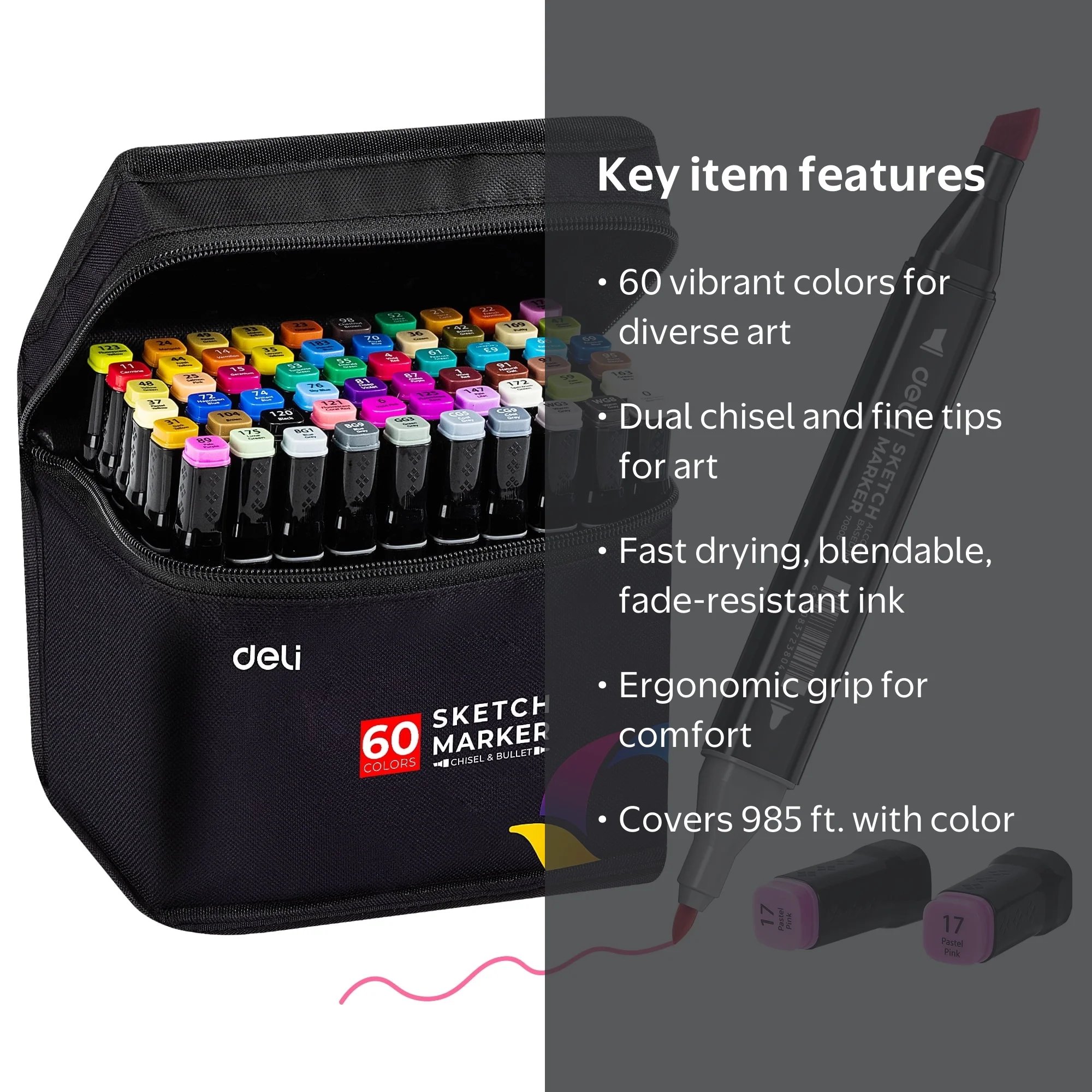 60 Color Dual Tip Art Markers Set for School – Walmart.com