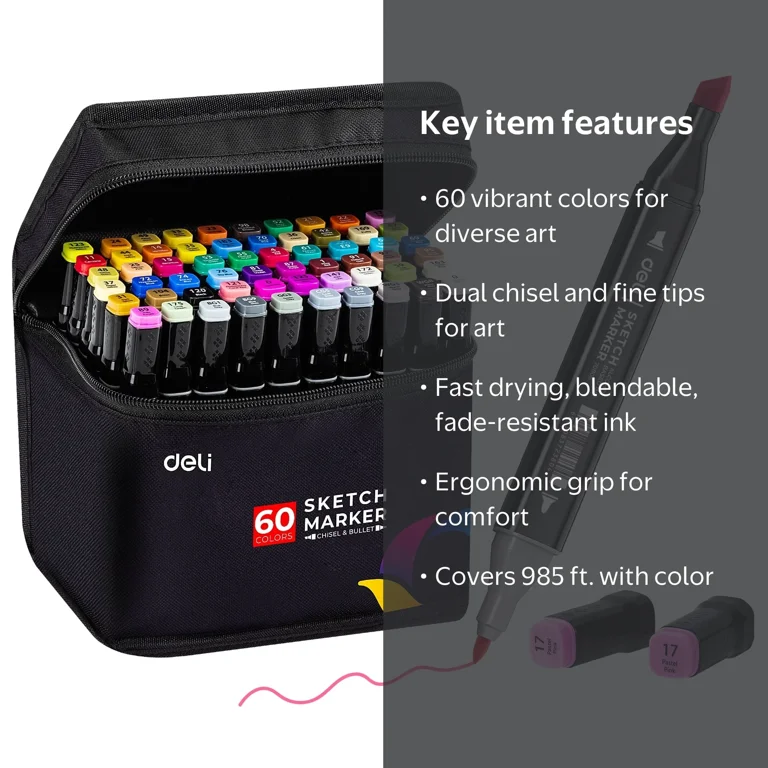 60 Color Dual Tip Art Markers Set for School – Walmart.com