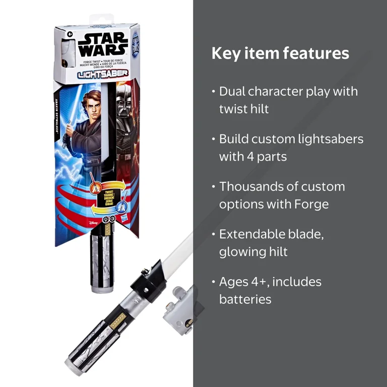 Star Wars Force Twist Lightsaber, 2-in-1 Blue and Red, Kids Ages 4
