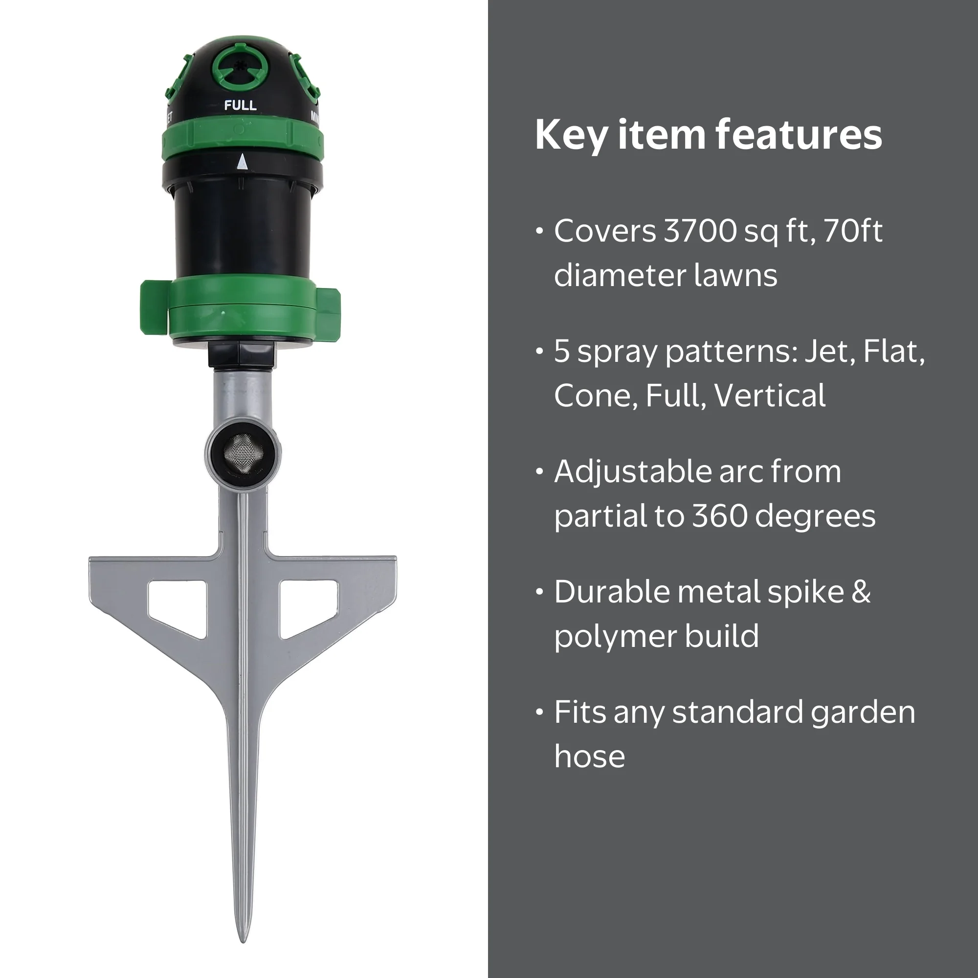 Expert Gardener Pulsating Spike Gear Drive Lawn Sprinkler, 3700 sq