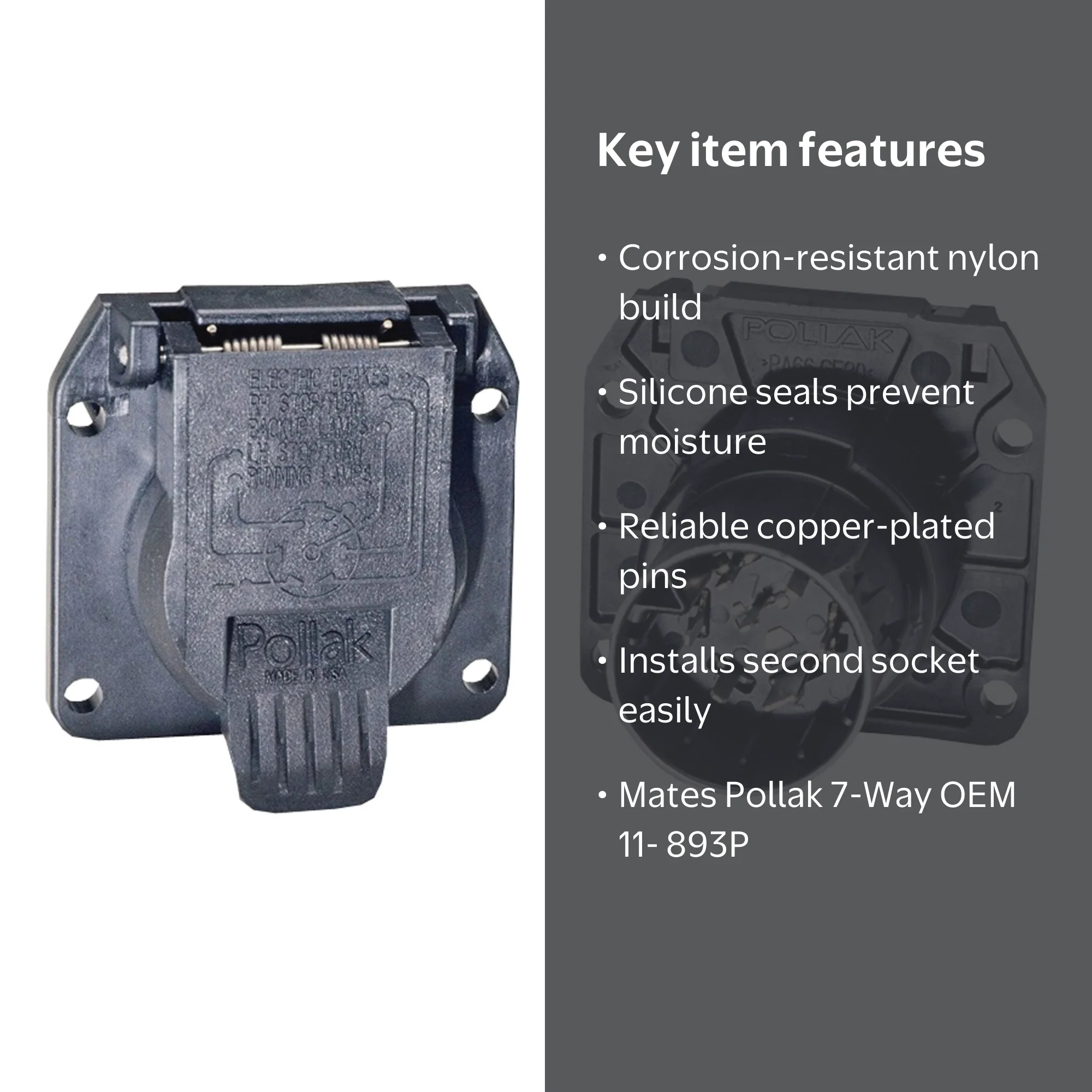 Pollak 11-893P 7-Way RV OEM-Style Socket - Walmart.com