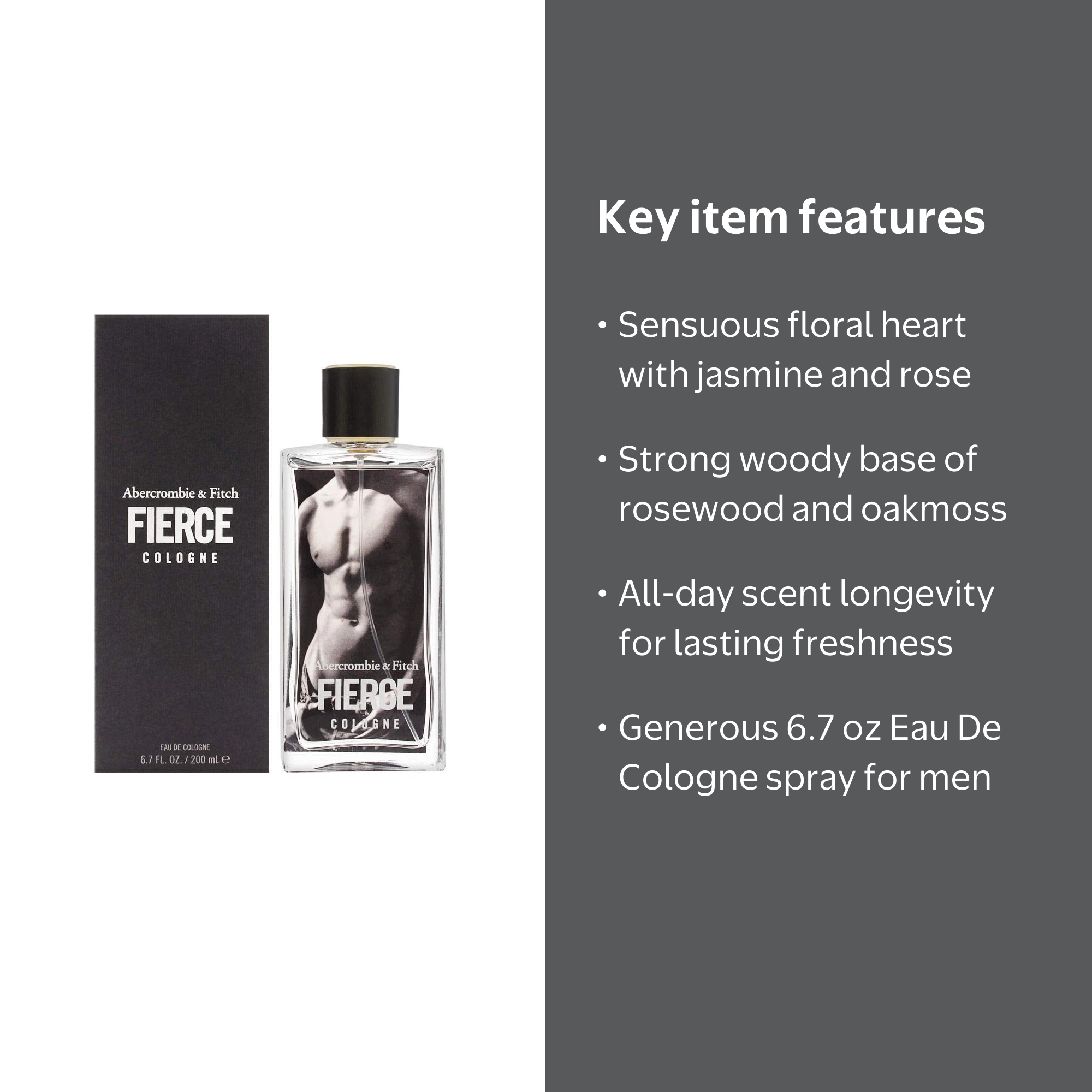 Fierce by Abercrombie & Fitch, 6.7 oz Eau De Cologne Spray for Men