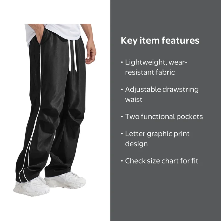 Men's Baggy Track Pants Sports And Casual Pants Solid Color Wide