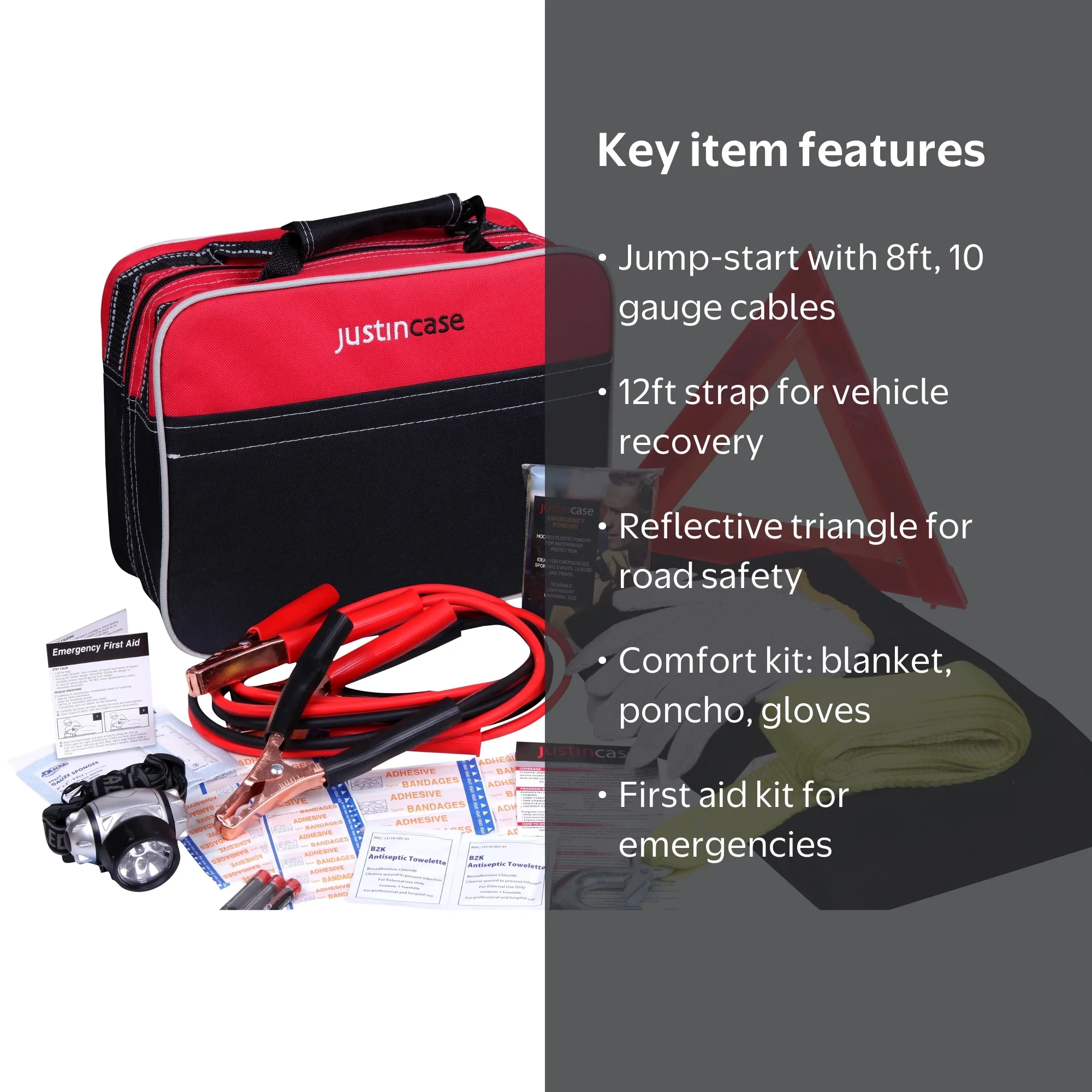 Justin Case Premium Roadside Emergency Kit, 365-Day Assistance