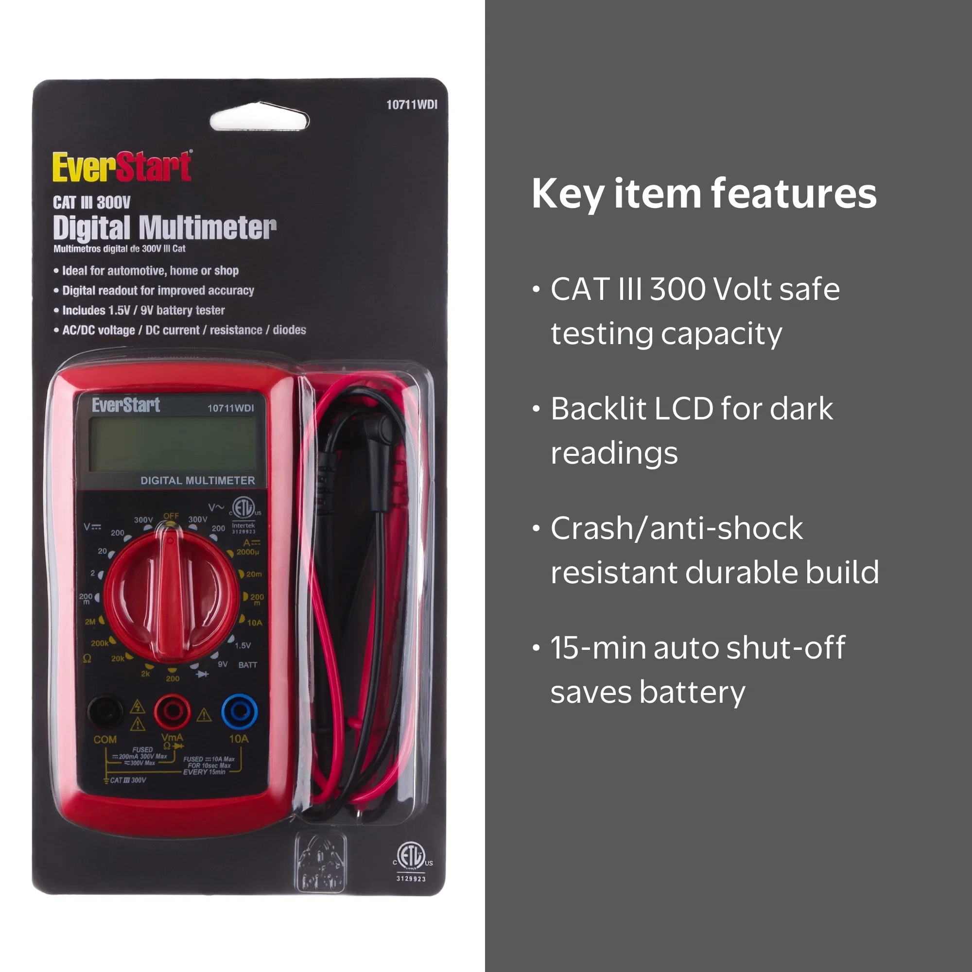 Ever Start Digital Multimeter 300 Volt LCD Autool for Home Shop