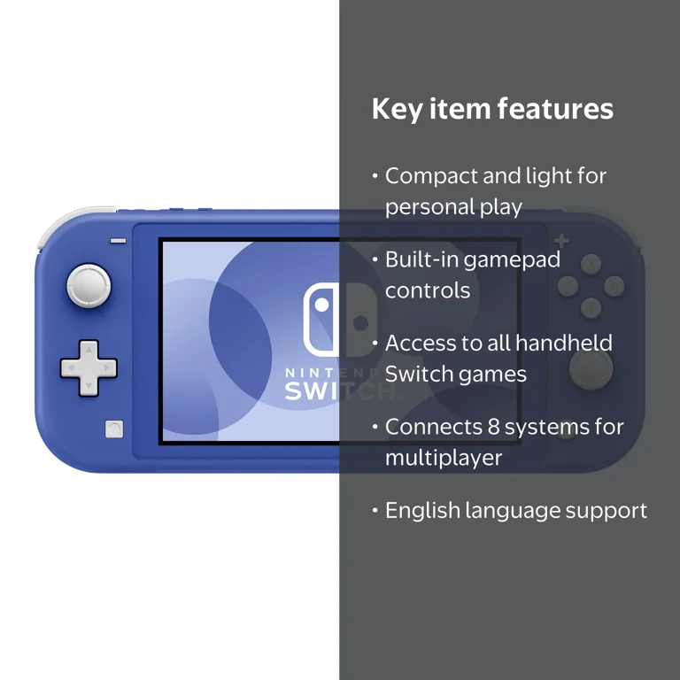 Nintendo Switch Lite Handheld Console, Blue, Built-in Control Pad