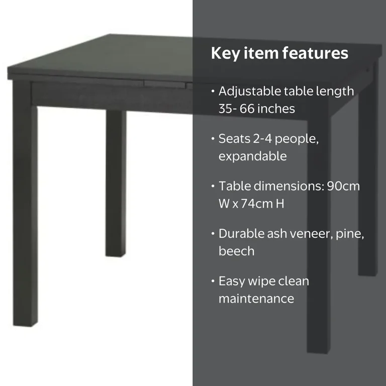Ikea Extendable table, brown-black, 35 3/8/50 3/4/66 1/8x35 3/8