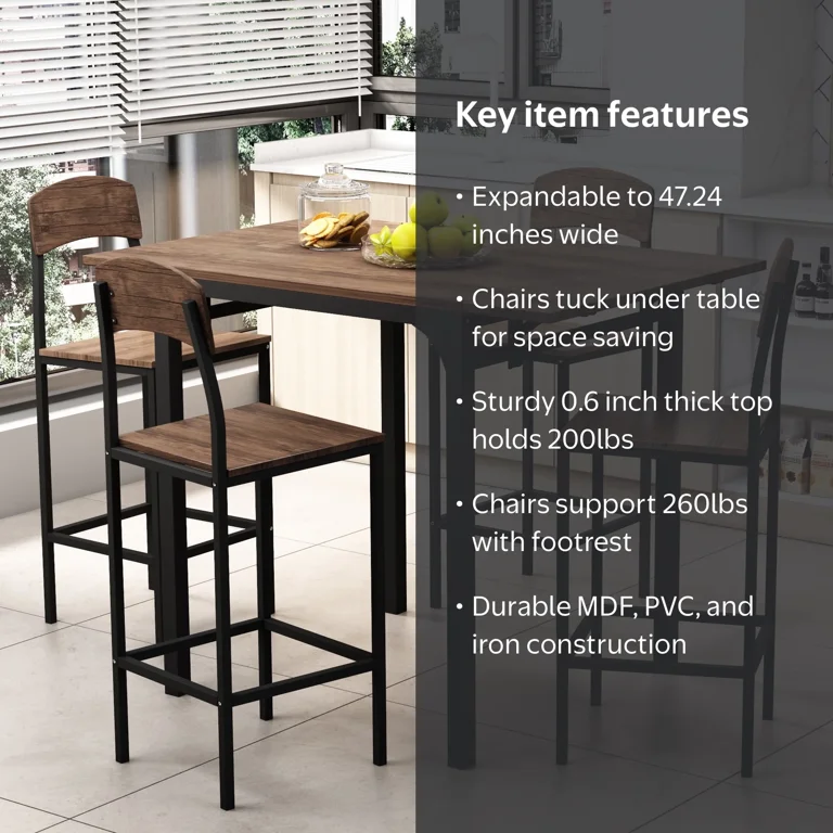 Harper & Bright Designs Farmhouse Counter Height Dining Set, 5