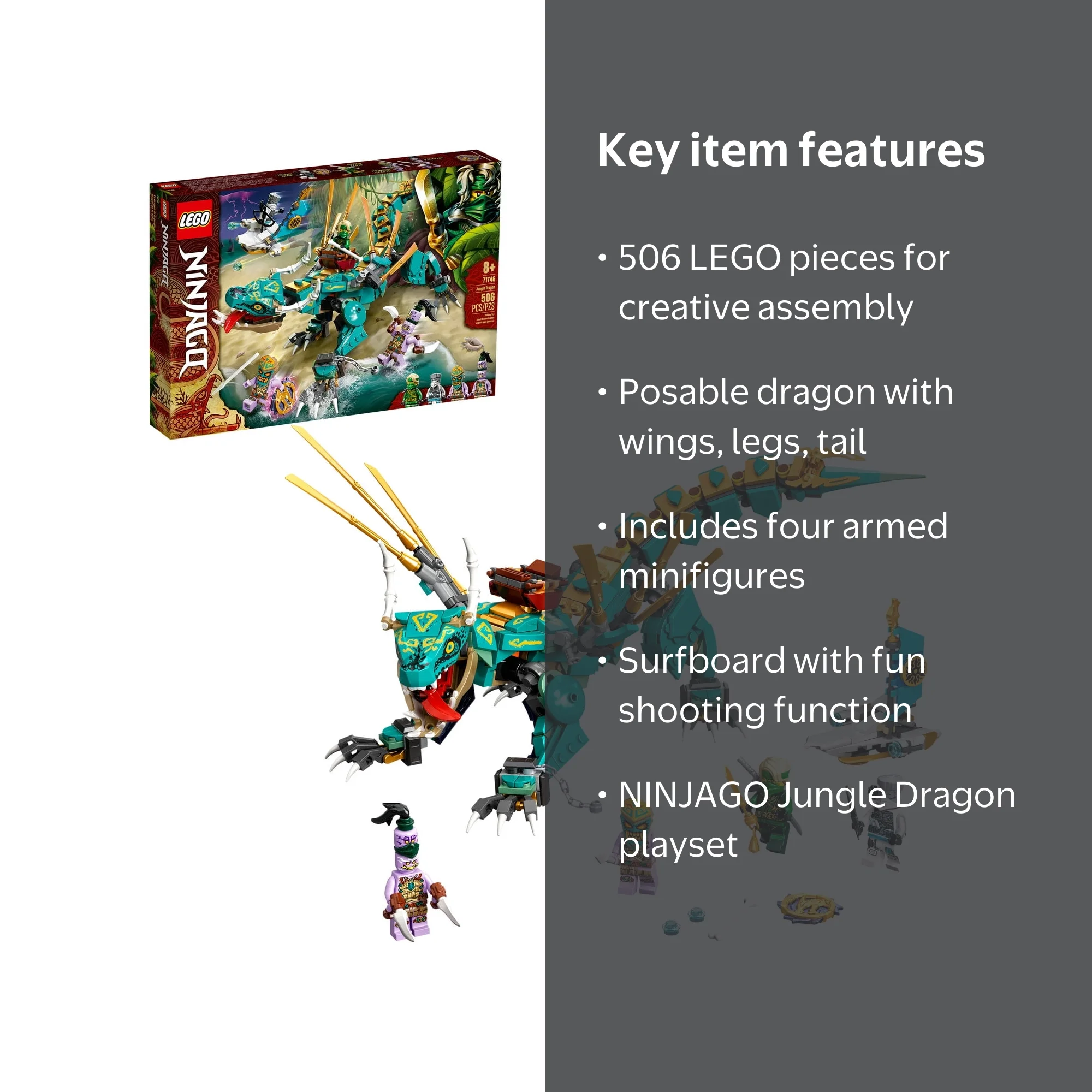 LEGO NINJAGO Jungle Dragon 71746 Ninja Playset Building Toy (506