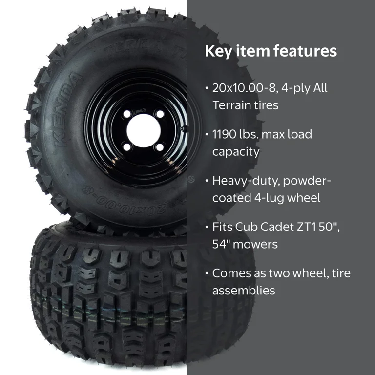 2) All Terrain Tire Assemblies 20x10.00-8 Fits Cub Cadet ZT1 50