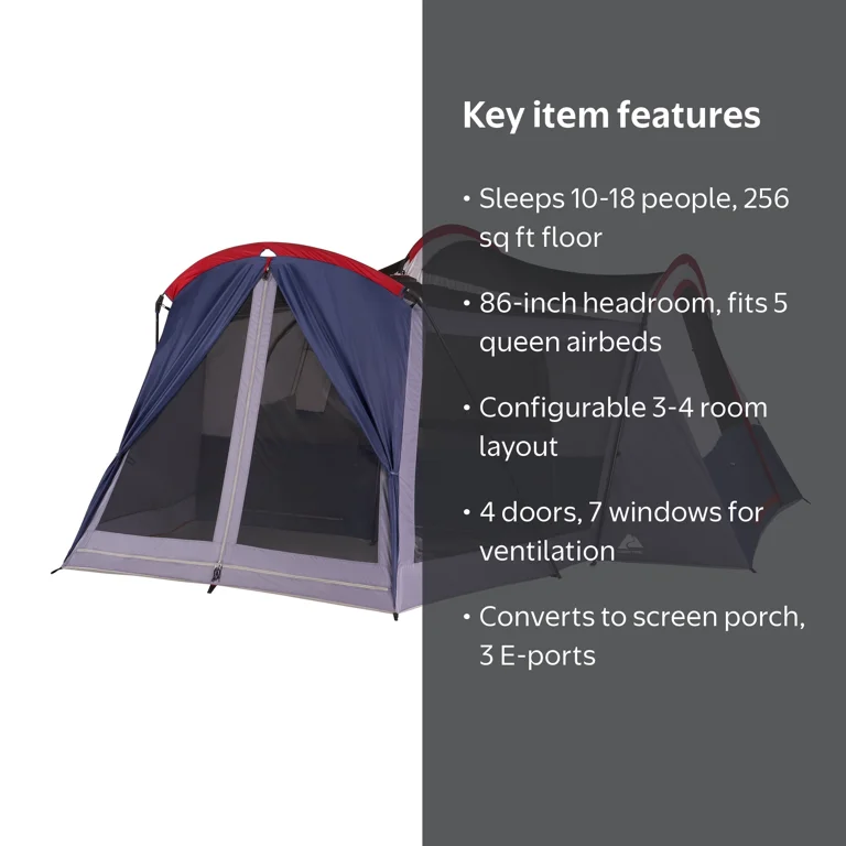 Ozark Trail 18-Person Cabin Tent with 4 Rooms - Walmart.com