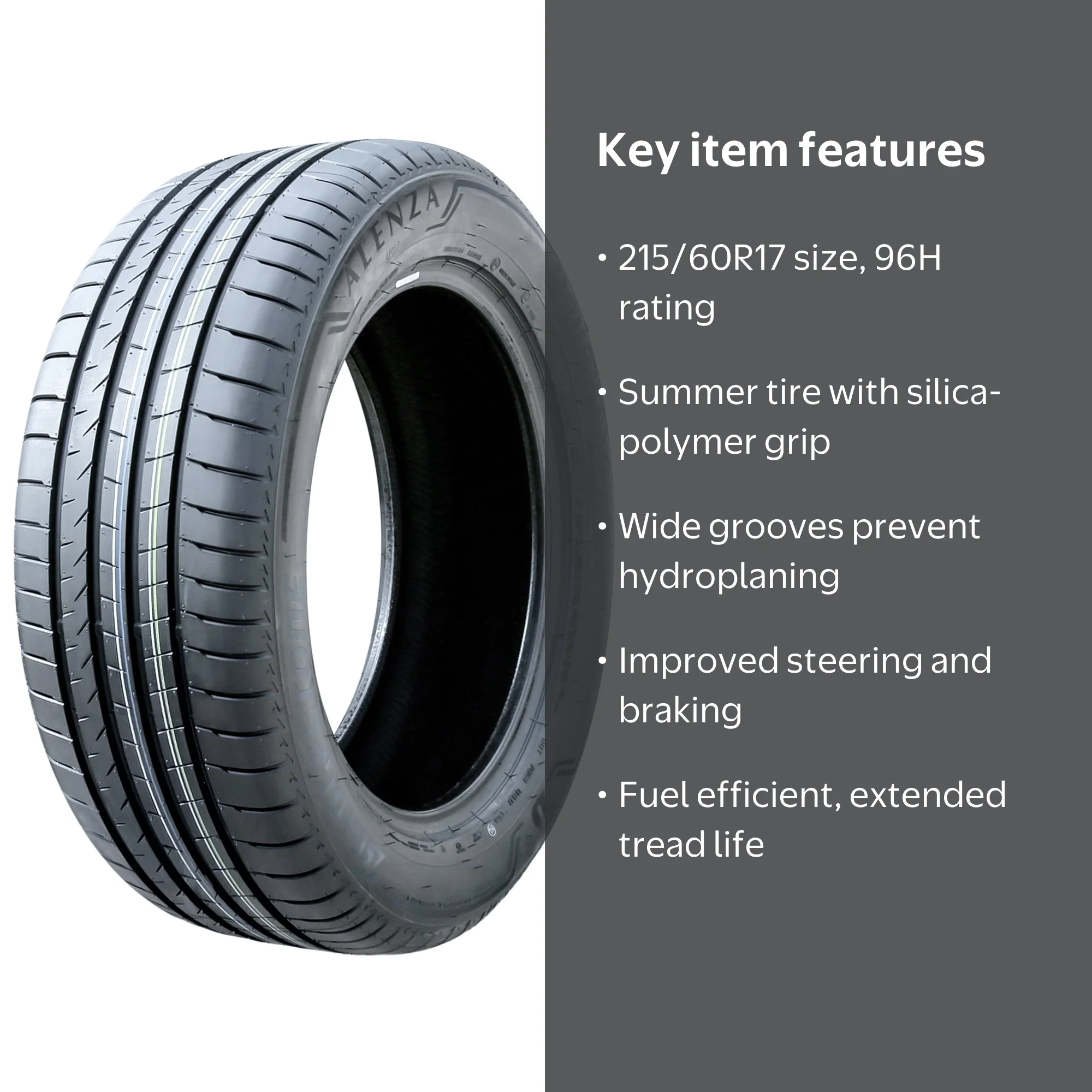 Bridgestone Alenza 001 215/60R17 96H Performance Summer Tire