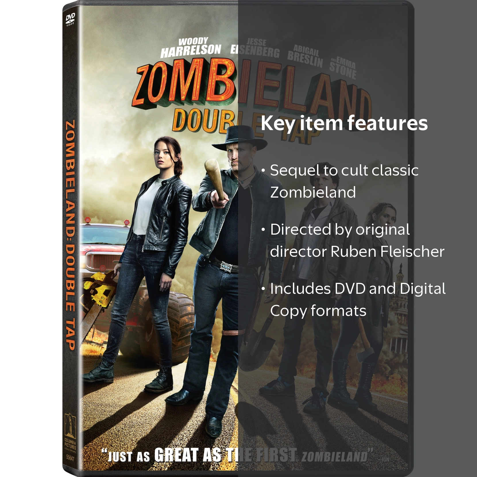 Zombieland: Double Tap DVD, Digital Copy, R Rated, Horror Movie