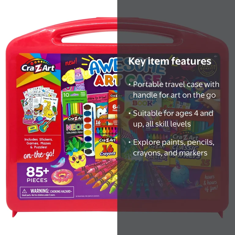 Cra-Z-Art Awesome Art Case Drawing Set for Beginners, Ages 4 and